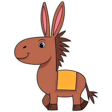 The mini donkey is standing in a cute shape ready to carry transport Stock Illustration