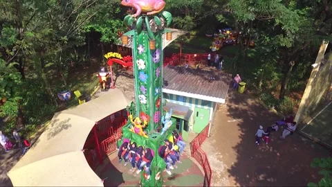 Mini Drop Tower Amusement Park Rides Stock Footage 246697890