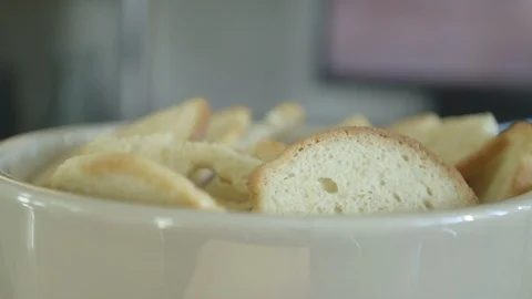 Mini Dry Bread Appetizer Bowl Stock Footage 121287681