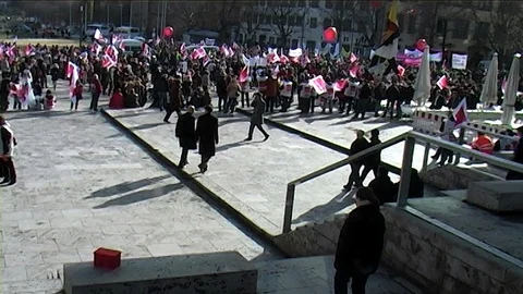Mini DV - Stuttgart 2010:  Schlossplatz, Political Manifestation Stock Footage 105022946