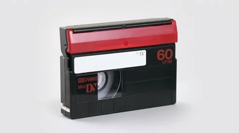 Mini DV tape on white background Stock Footage 58656070