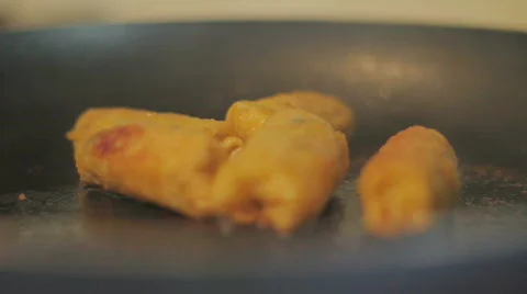 Mini Egg Rolls Frying 2 Stock Footage 846176