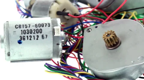 Mini electric motors with tiny wires pan 2 스톡 동영상 25510398