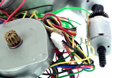 Mini electric motors with tiny wires pan 스톡 동영상 25510401
