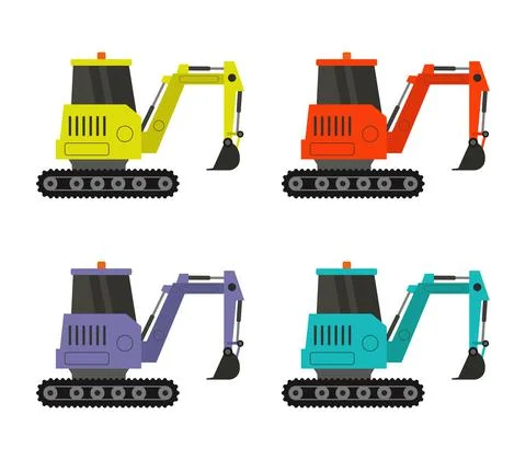 Mini excavator icon illustrated in vector on white background Stock Illustration