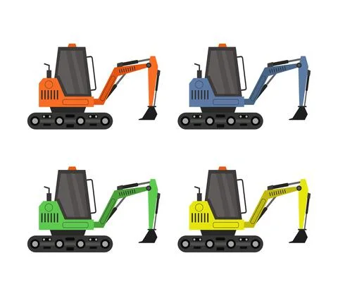 Mini excavator icon illustrated in vector on white background Stock Illustration