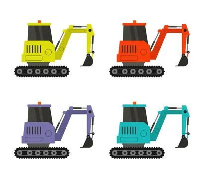 Mini excavator icon illustrated in vector on white background Stock Illustration