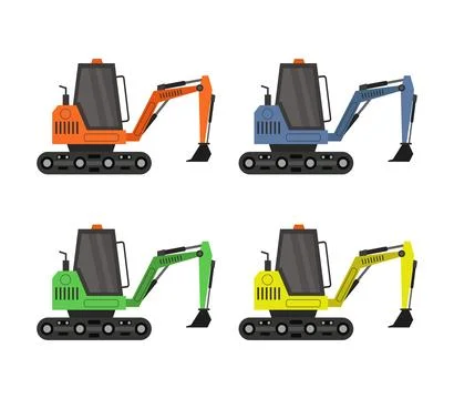 Mini excavator icon illustrated in vector on white background Stock Illustration