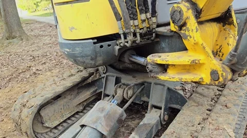 Mini excavator parked on a construction site, close-up. Stock-Footage 332176390
