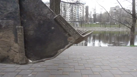 Mini excavator in slow motion Stock Footage 152581496