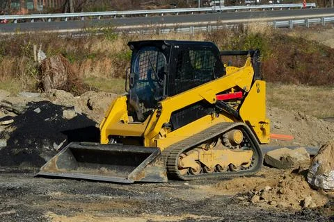 Mini excavator working machine industry Stock Photos