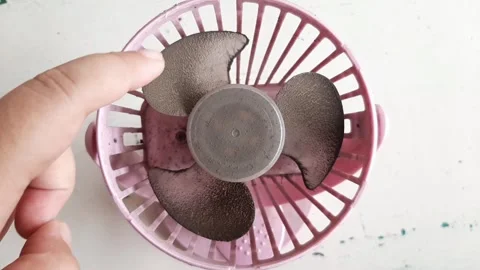 Mini fan propeller with thick dust Stock Footage 285911089