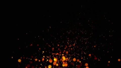 Mini flame sparks fly in the night sky, Fire Glowing Particles Stock Footage 201668203