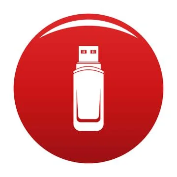 Mini flash drive icon vector red Stock Illustration
