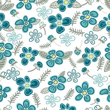 Mini florals seamless pattern in white background. Stock Illustration