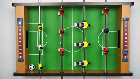 Mini foosball table game with ball and score keeper  for adults and kids Stock Footage 257794901
