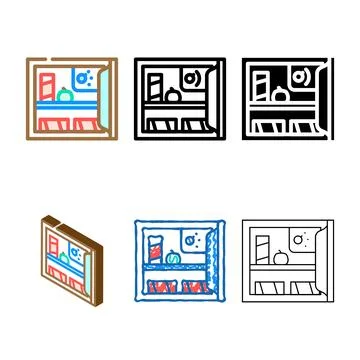 Mini fridge garage tool diversity color icon vector Stock Illustration