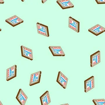 Mini fridge garage tool isometric icon seamless pattern Illustrazione stock