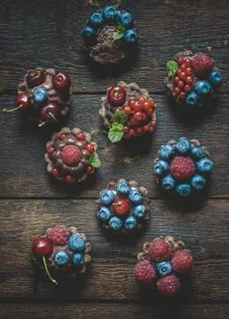 Mini fruit tarts Stock Photos