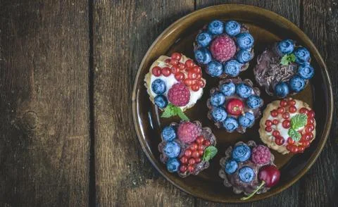 Mini fruit tarts Stock Photos