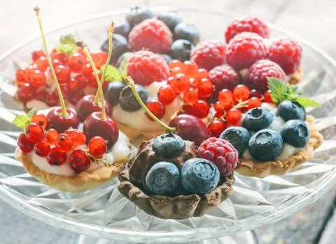 Mini fruit tarts Stock Photos