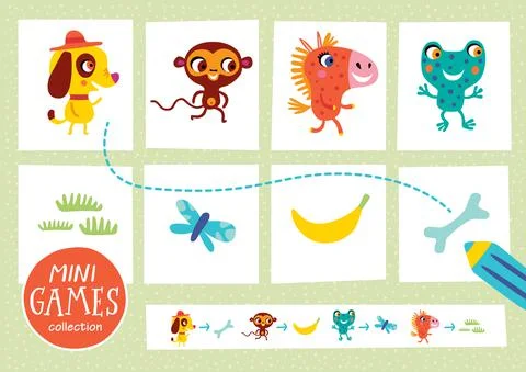 Mini games collections. Feed the animals. Stock Illustration