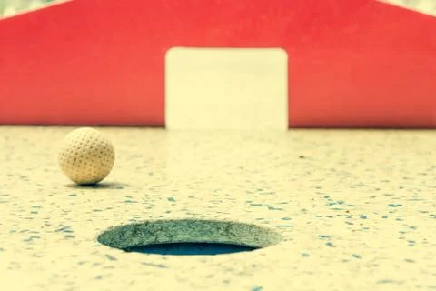 Mini golf, closeup of red gates. Stock Photos