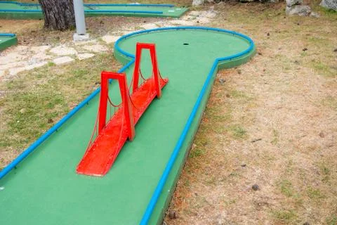 Mini golf course with obstacles Stock Photos