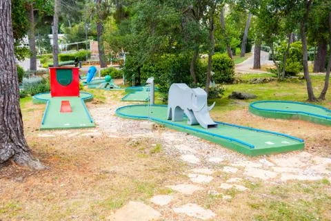 Mini golf course with obstacles Stock Photos