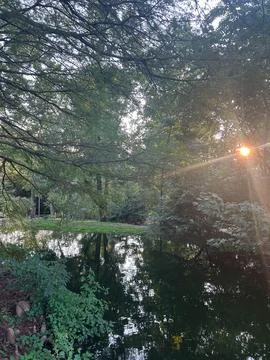 Mini golf course surrounded by trees and stream in Strasburg, Pennsylvania Stock Photos