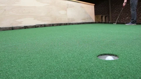 Mini Golf Put Hole in One Stock Footage 71365877