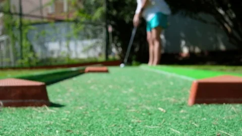 Mini golf scene with ball and club. Stock Footage 82036641