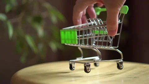 Mini grocery basket in hand Stock Footage 152512329