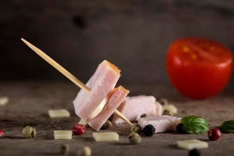 Mini ham and cheese appetizer Stock Photos