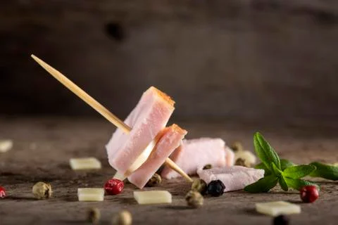 Mini ham and cheese appetizer Stock-Fotos
