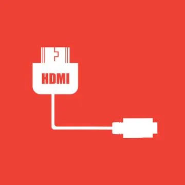 Mini hdmi icon, flat vector sign isolated on red background. Simple vector il Stock Illustration