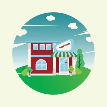 Mini home and store vector illustration Stock Illustration