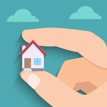 Mini house in hand Stock Illustration