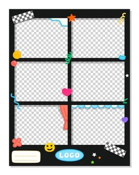 Mini icon kawaii cute automatic sticker photo booth vector frame Stock Illustration