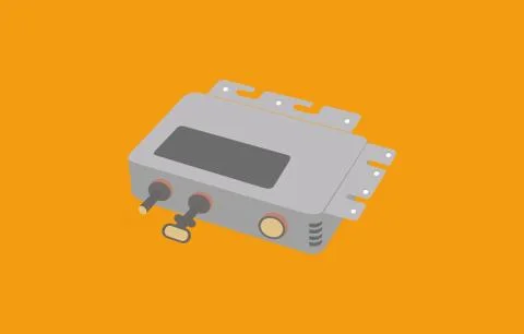 Mini inverter vector in flat design isolated in orange background - Solar Ene 库存插图