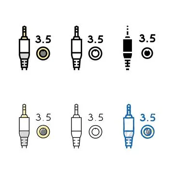 Mini jack 3.5 color icon mix vector Stock Illustration