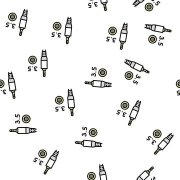 Mini jack 3.5 vector seamless pattern Stock Illustration