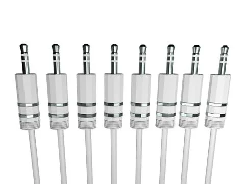 Mini Jack Plug on the white. 3D Render. Stock Illustration