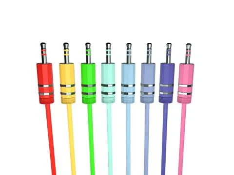Mini Jack Plug on the white. 3D Render. Illustrazione stock