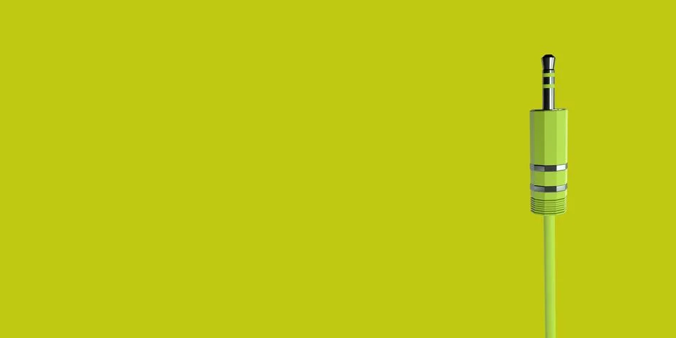 Mini Jack Plug on the yellow. 3D Render. Stock Illustration