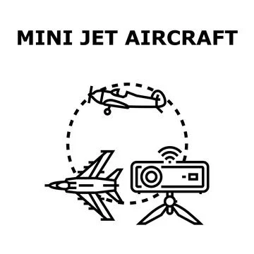 Mini jet aircraft flying drones recording video concept Stock Illustration