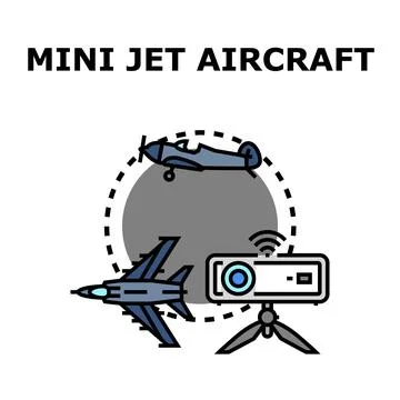 Mini jet aircraft flying drones recording video concept Stock Illustration