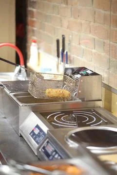 Mini kitchen for preparing fast food Stock Photos