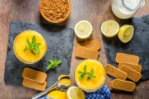 Mini Lemon Curd Cheesecakes Stock Photos