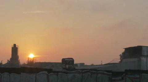 Mini loader construction sites, earthworks,evening Stock Footage 64871376